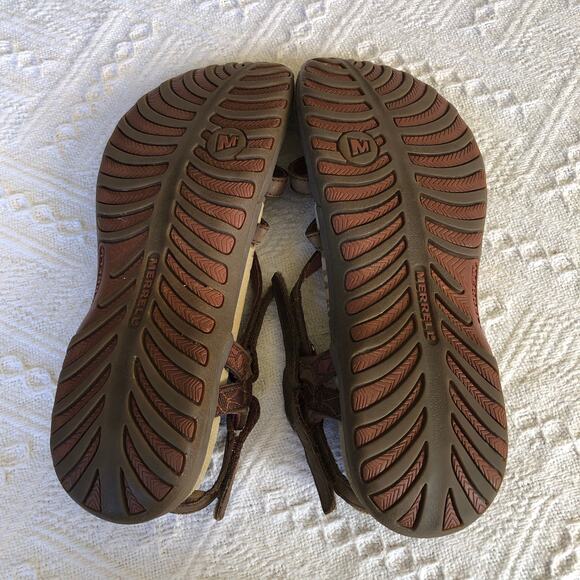 Merrell Jacardia Sandal Women Size 9 Dark Earth Q Form Air Cushion Buckle Strap - Picture 5 of 6